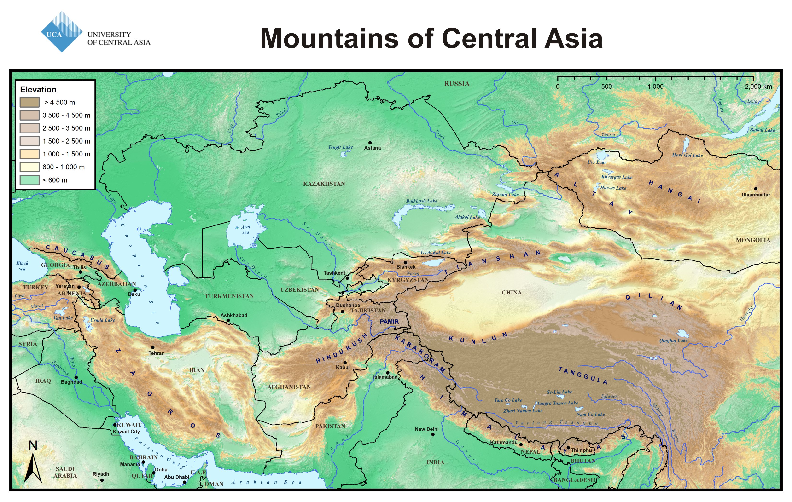 Mountain Ranges In Asia Map Map